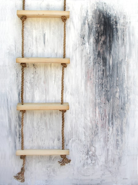 contemporary canvas painting ladder by nashville artist kristin llamas