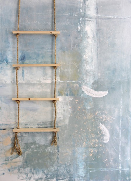 nashville artist kristin llamas ladder and feather painting