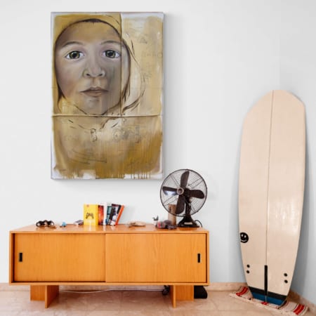 surfer bedroom portrait by artist Kristin Llamas
