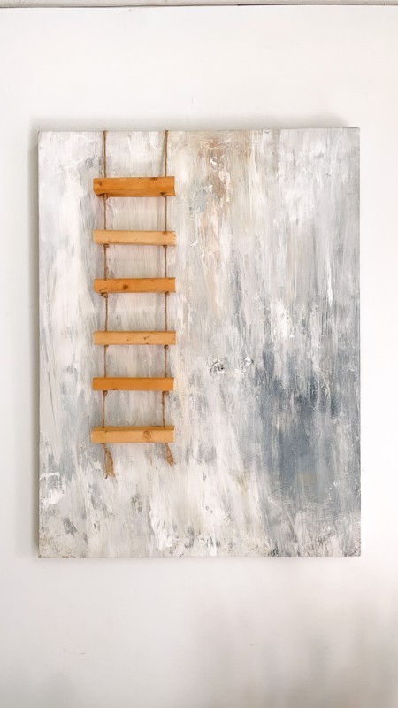 ladder painting canvas abstract original art by Nashville artist Kristin Llamas