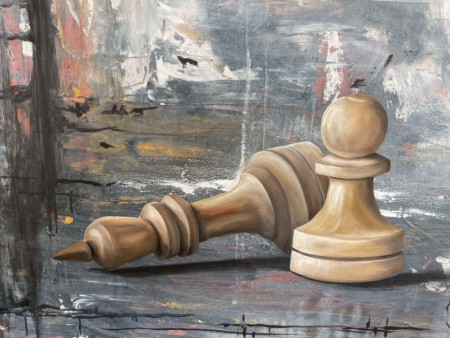 intierior design grandmaster chess painting by kristin llamas